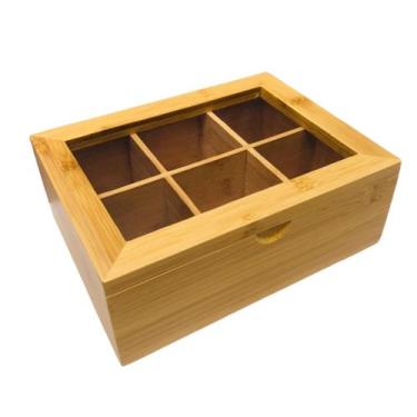 Imagem de Caixa Para Chá Cápsula Sachê Multiuso Com Tampa De Bambu 16x21cm - Dec