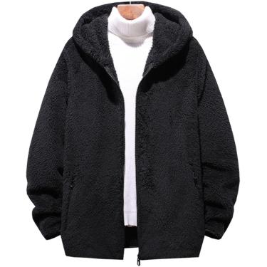 Imagem de Jaqueta de lã masculina plus size, 6xl 7xl 8xl, outono e inverno, térmica, quente, com capuz, jaquetas bomber, novas roupas masculinas-preto, preto, 3xl
