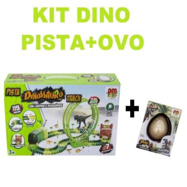 Imagem de Brinquedo Infantil Kit Dinossauro Pista De Carro E Ovo Dino - DM Toys