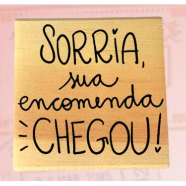 Imagem de Carimbo SORRIA de madeira - Carimbaria da Pri