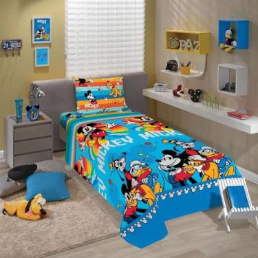 Imagem de Jogo de Cama Microfibra Solteiro C/3 Peças Mickey 140x220m - Lepper
