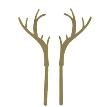 Imagem de Topo Topper de Bolo Natal Natalino Chifre Rena Acrílico Dourado 20 cm 