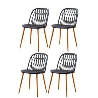 Imagem de Kit 4 Cadeiras Ariane Rivatti Polipropileno Preto Base Aço