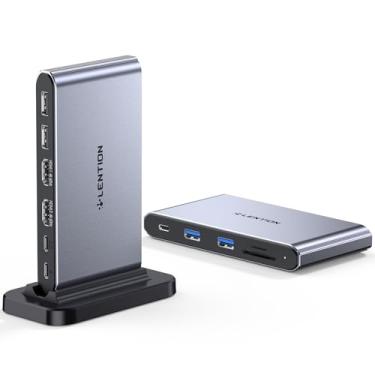 Imagem de LENTION Estação de ancoragem USB-C 10 em 1 com adaptador de monitor HDMI duplo, 4K @60Hz, PD 100W, porta de dados USB C, USB 3.0/2.0, leitor de cartão SD/TF, cabo longo de 9,5 m para laptop Mac e