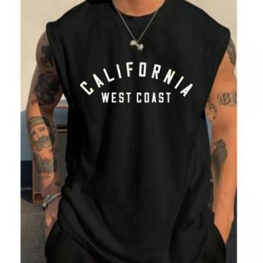 Imagem de Camiseta Oversized Regata Masculina Lisa Academia treino 100% Algodão 