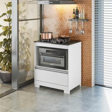 Imagem de Balcão Modulado Para Forno E Cooktop 75cm 1 Gaveta Moscou Notável Branco/granito