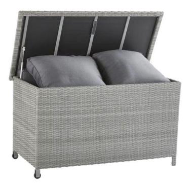 Imagem de Bau Para Jardim 420 Litros 68x120x60 Cm Fibra E Vime - Cinza - Nattura