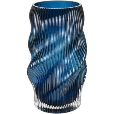 Imagem de VASO DECORATIVO REDONDO HOME&CO VIDRO 24x11x11cm AZUL