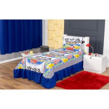 Imagem de Kit Colcha Cobre Leito com Babado Infantil Solteiro Menina 2 Peças Oxf