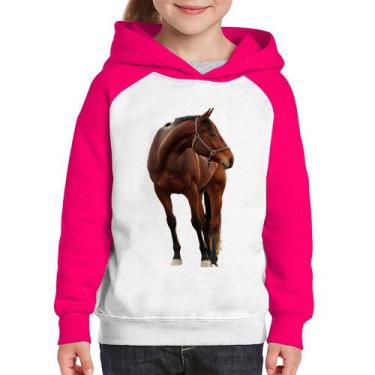 Imagem de Moletom Infantil Cavalo Andaluz - Foca na Moda, Branco, Rosa, 8