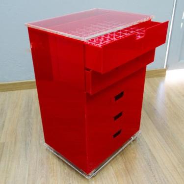 Imagem de Carrinho Maquiagem Realce em Acrílico - Idealle Acrilicos, Vermelho