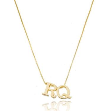Imagem de Colar Veneziana Com 2 Pingentes de Letra banhado em Ouro 18k - Relikie