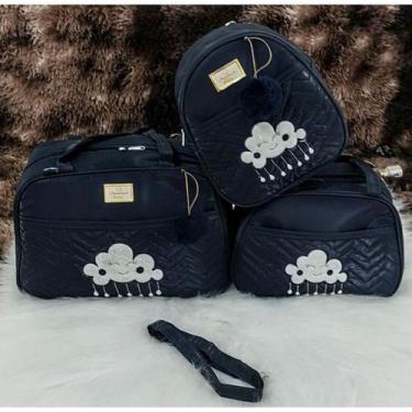 Imagem de Kit Bolsa Maternidade Nuvem/Chuva de Bênçãos Marinho com Mochila - Rai
