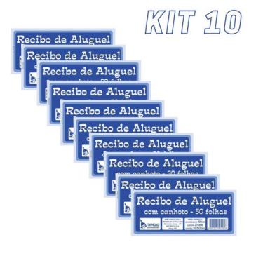 Imagem de Kit 10 Recibo de Aluguel Blocos Com Canhoto 50 Folhas Tamoio
