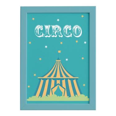 Imagem de Quadro Infantil Circo Tenda para Quarto Moldura Azul 22x32cm - Quartin