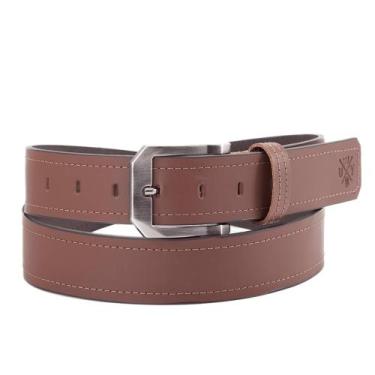 Imagem de Cinto Masculino Costurado Casual Couro Largo Use Young, Marrom fivela 