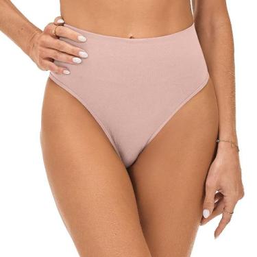 Imagem de Calcinha Tanga Cós Alto Microfibra Sem Costura Zee Rucci, Rosa, M