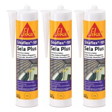 Imagem de Kit 3 Sikaflex 101 Cinza Adesivo E Selante De Pu Silicone