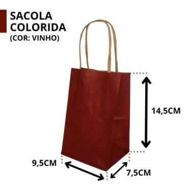 Imagem de 10 Sacola De Papel Kraft Presente Colorida 9,5x7,5x14,5cm - DB, (5044)