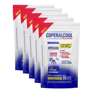 Imagem de Pano Umedecido Álcool 70inmp Refil Kit 5 - Cooperalcol, Lenço umedecid