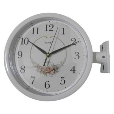 Imagem de Relógio vintage dupla face decorativo estação de trem branco luxo - Pr