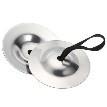 Imagem de PATIKIL Prato de dedo, 1 par de pratos de mão de latão para dança do ventre, pequeno instrumento musical para festa de dançarino