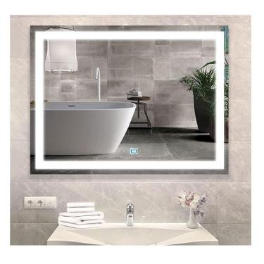 Imagem de Espelho jateado iluminado com led frio e touch 90x50cm horizontal - Wo