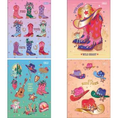 Imagem de Kit de Cadernos Brochurão, Capa Dura, West Girl, 80 Folhas, Tilibra