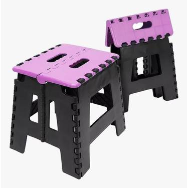 Imagem de Banco Dobrável Portátil até 100Kg Plástico Rosa - Aquilae