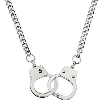 Imagem de Deelfel Colar feminino de aço inoxidável, corrente de aço inoxidável, pingente elegante de largura 0,2 polegadas (6 mm) 19,7 polegadas (50 cm) Kihei Cadeado de corrente punk unissex acessório popular
