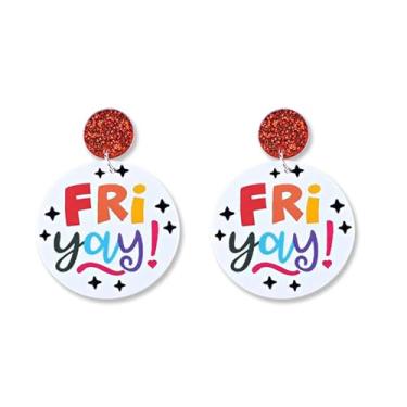 Imagem de MALOYANVE Fri Yay Letters Brincos engraçados fofos de acrílico flamingo batom arco-íris batatas fritas francesas brincos pendentes leves para mulheres, joias, professores, presentes de agradecimento,