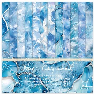 Imagem de Bloco de papel para scrapbook, 15 x 15 cm, decopodge de um lado azul aquarela para scrapbooking, material decorativo para fazer cartões, papel artesanal de diário de lixo