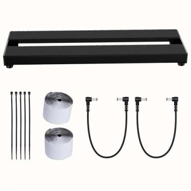 Imagem de SOLUTEK Pedaleira de guitarra de 40,6 cm com moldura tubular de alumínio e acabamento anodizado duro, placa portátil ultrarresistente e resistente a arranhões para 3 a 5 pedais, inclui velcro, cabos