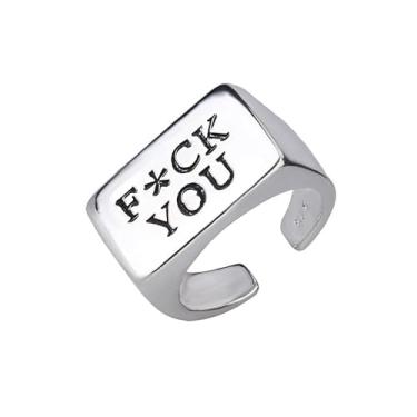 Imagem de Anéis abertos exclusivos com letras inglesas para mulheres, anel de dedo ajustável com a articulação da articulação, anel punk de motociclista, coquetel, formatura, moda, joias iniciais, presentes de