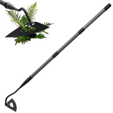 Imagem de NEZHEIZERY Enxada de jardim para remoção de ervas daninhas, ferramenta de jardim oca resistente com cabo longo, ferramenta manual de jardinagem de 122 cm para afrouxar o plantio