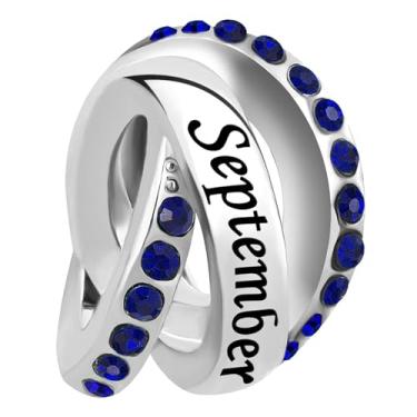 Imagem de MZC Jewelry Pingente de aniversário de pedra do mês de nascimento compatível com pulseiras Pandora Charms, Cobre