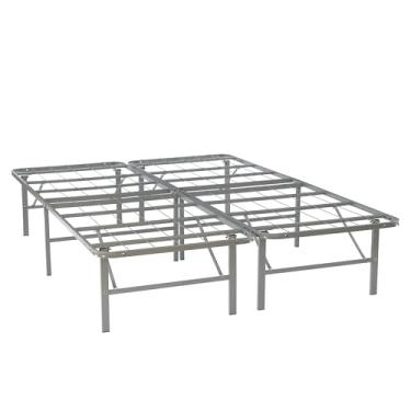 Imagem de Powell Garlan Moldura de cama com plataforma dobrável de metal cinza