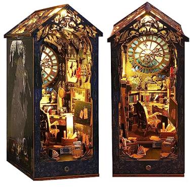 Imagem de OMEPEA Diy Book Nook Kit Decor - Quebra-Cabeça De Madeira 3D Decoração De Estante Com Led, Suporte Para Livros Diorama Diy Miniature Dollhouse Kit Artesanato Hobbies Presentes Para Adultos (Agência De