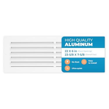 Imagem de Air 360 Grade de ventilação para retorno – 55,8 x 15,2 cm grade de transferência de ar condicionado – Design de alumínio durável à prova de ferrugem – Fluxo de ar ideal – Ventilação de parede de baixo ruído para uso residencial e industrial