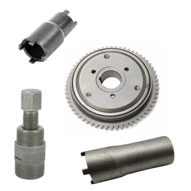 Imagem de QISF Kit de embreagem de acionador de partida 4 peças extrator e porca + chave de trava de embreagem para GY6 Scooter 125cc 150cc 152QMI 157QMJ modelos de motor ATV