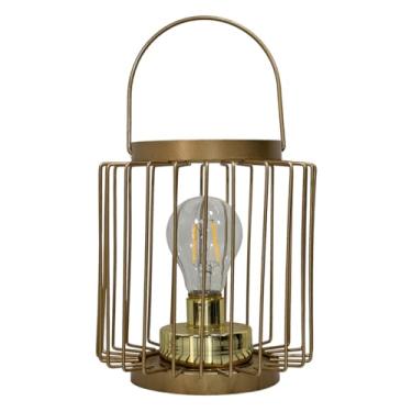 Imagem de Luminária Metal Estilo Lampião Baldinho A Pilha Com Lâmpada