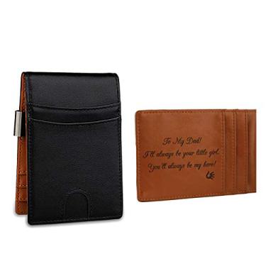 Imagem de Awofer Carteira de couro personalizada com clipe de dinheiro - presentes masculinos perfeitos para marido, filho, pai ou namorado, To dad from daughterB, One_Size, Minimalista