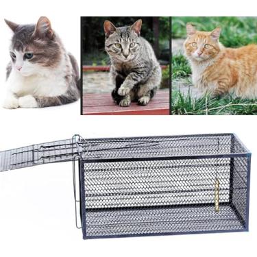 Imagem de Armadilha para animais Gaiola para coelhos - Armadilha para gatos para gatos vadios, Armadilha para gatos selvagens humanos à prova de ferrugem e durável para fazendas, jardins, hortas casei
