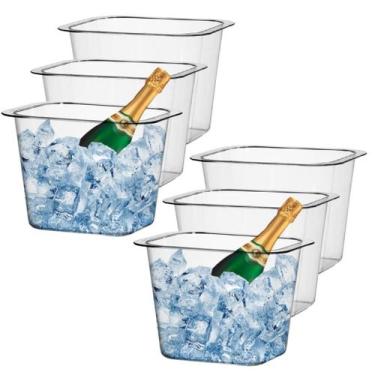 Imagem de Kit 06 Balde de Gelo Cristal 4,8 L Bebidas Cerveja Champagne - Três Tr