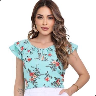 Imagem de Blusinha Feminina Social Crepe Estampa Floridas Lindas - Look Modas Oc