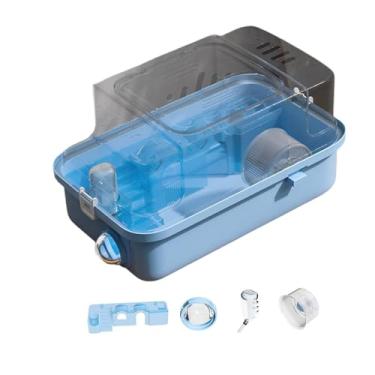 Imagem de Bothyi Hamster Cage Double Camadas espaçosas com tampa transparente Habitat Pequeno gaiola de animais para cobaias porcos de açúcar ratos hedgehog, Azul