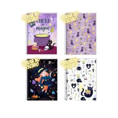 Imagem de Caderno Universitário Magias 10 Matérias - 160 Folhas Capa Brilha no Escuro (Branco)