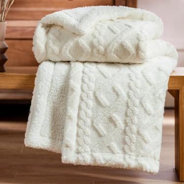 Imagem de Cobertor Sherpa Bedsure para Sofá - 130 x 150 cm - Creme