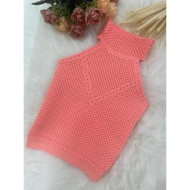 Imagem de Blusinha Cropped Regata Frente Única Feminina Gola Alta Garrafinha Com