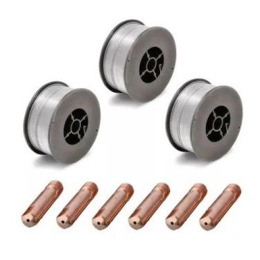 Imagem de Kit 3 Arames Solda Mig Revestido Uso Sem Gás 0,8mm E71t-sg Rolo 1kg - 